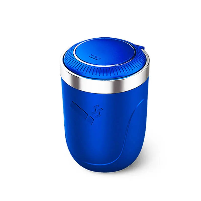 Portable Car Ashtray with Lid Smell Proof Alloy Inner Liner Led Portable Ashtray Cup for Auto Fireproof Shell One Touch Open