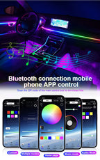 18 in 1 Dual Zone Symphony 64 Colors Streamer Car Ambient Light RGB Interior Rainbow Acrylic Strip Atmosphere Lighting kit App