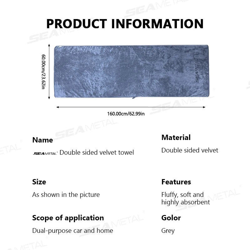 SEAMETAL Car Wash Microfiber Towel 160x60cm Car Cleaning Drying Cloth Extra Large Washing Towels Rags for Car Detailing Care