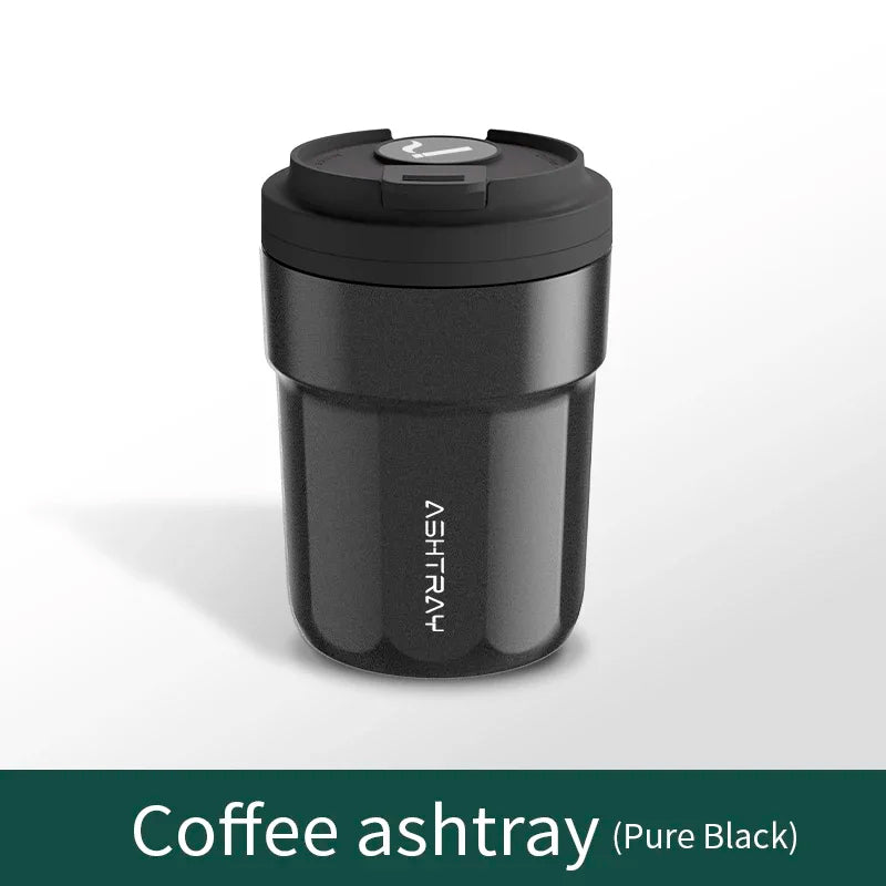 Car Ashtray Metal Lining & ABS Shell 7 Color LED Light One Click Opening Push Type Splash Proof Coffee Cup Style Car Ashtray