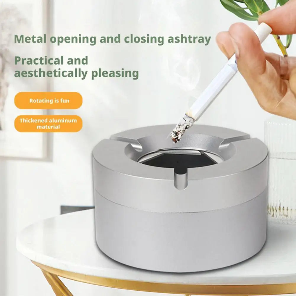 New Cool Premium Feel Mechanical Rotating Ashtray With Lid Ash Tray For Smoking Accessories Home Car Gift For Boyfriend