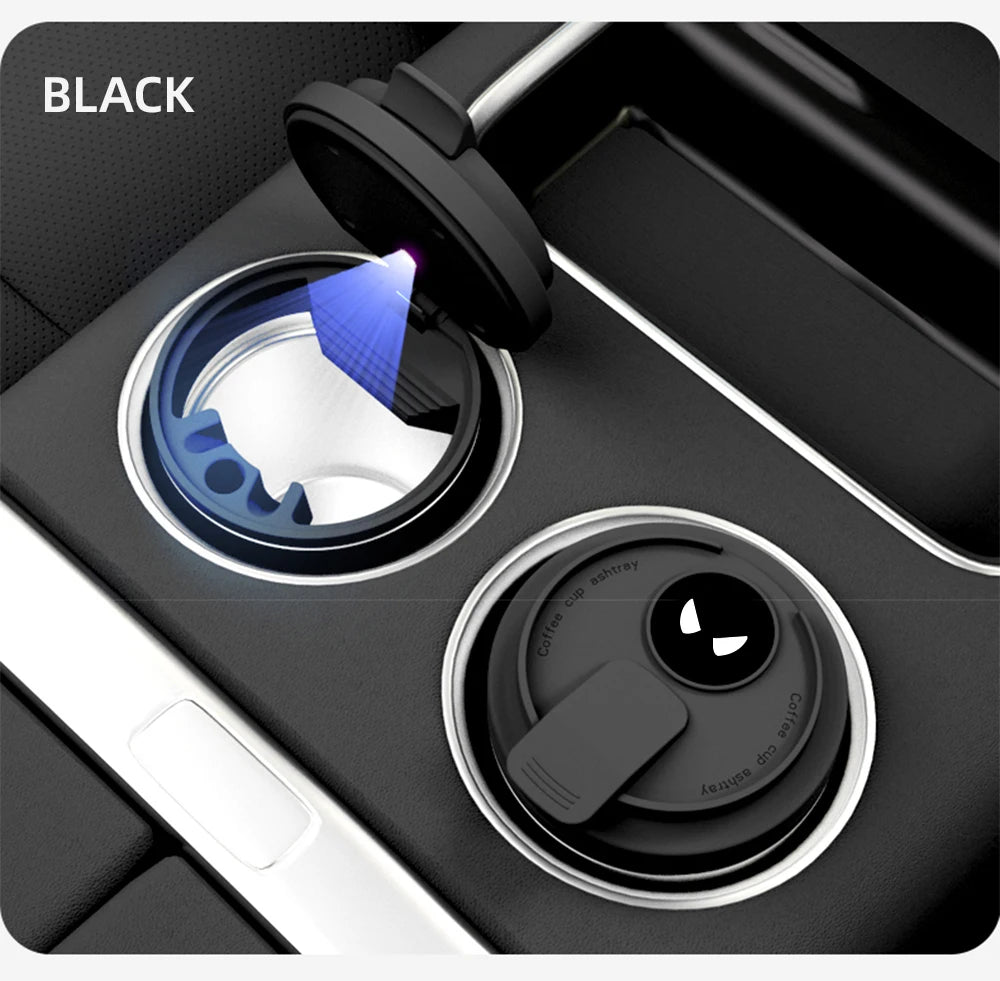 1PC Car Ashtray Creative Coffee Cup Ashtray With Lid LED Light Garbage Storage Container Car Interior Auto Decor Accessories