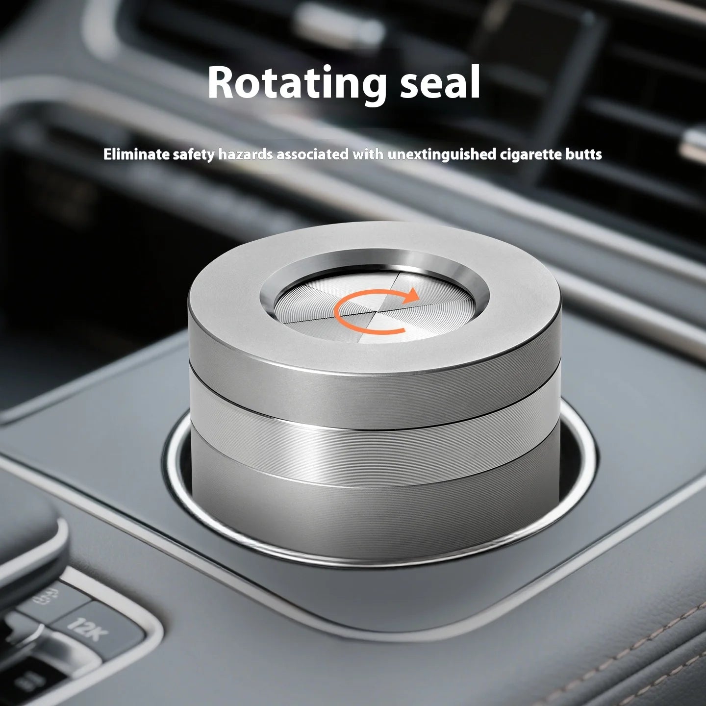 2025 new stainless steel car ashtray seal rotating car anti-ash flying cylinder large metal creative car