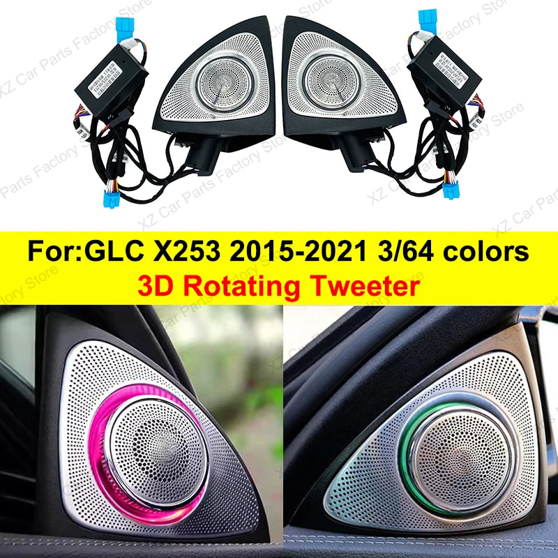 3/64 Colour Car LED Ambient Light for Mercedes-Benz C/GLC Class Coupe W205 C43 C63 X253 LED Door Speaker Cover Vents RetrofitSet