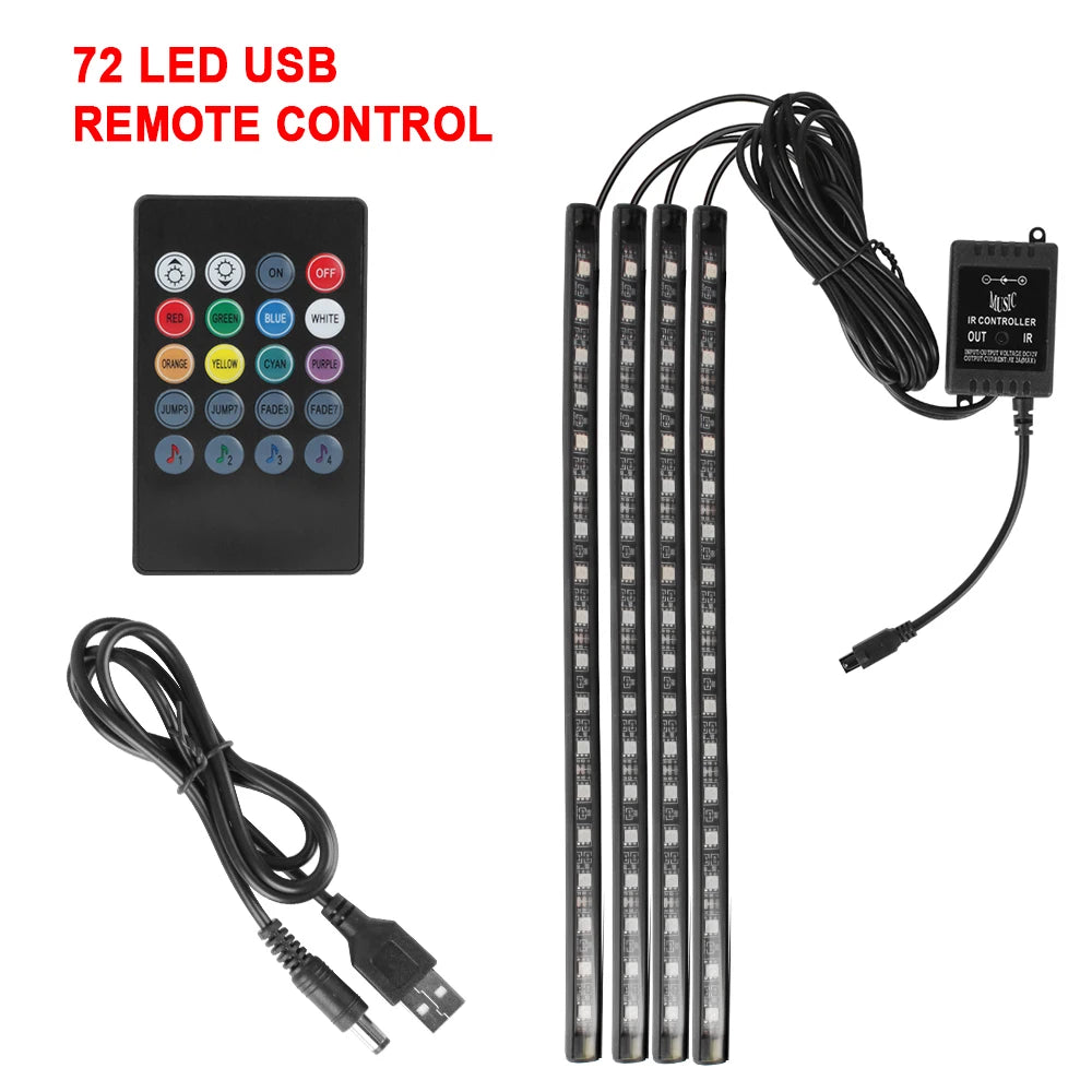 LEEPEE 24/36/48 LED Atmosphere Lamp LED Strips Car Decorative Lights Foot Ambient RGB Lamp Smart Automotive Accessories Interior
