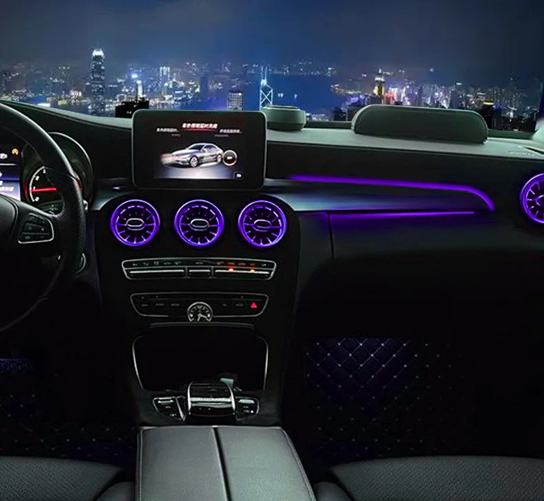 3/64 Color For Mercedes-Benz C/GLC class W205 X253 LHD Co-pilot Led Neon Ambient Light Passenger Atmosphere Lamp Dashboard 15-21