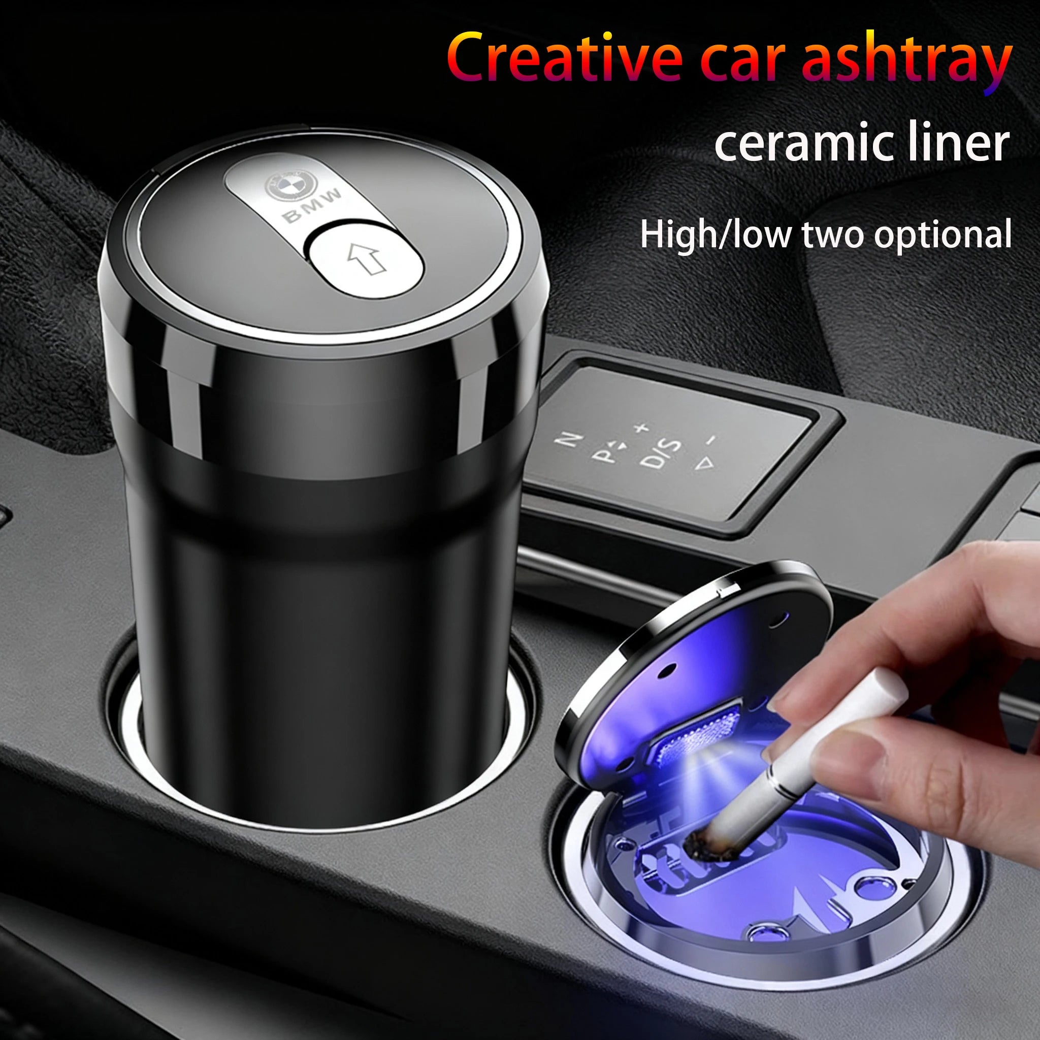 Sliding open cover car ashtray LED smokeless car bracket box for BMW E36 E46 E90 E91 E92 E60 F87 X3 X4 X5 X6 X7 F40 F30 F20 F10