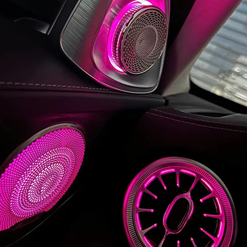 3/64 Colour Car LED Ambient Light for Mercedes-Benz C/GLC Class Coupe W205 C43 C63 X253 LED Door Speaker Cover Vents RetrofitSet