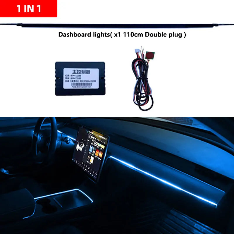 18 In 1 LED Car Ambient Lights Interior LED Acrylic Strip Light RGB 64 Color Light Guide Fiber Optic Decoration Atmosphere Lamp