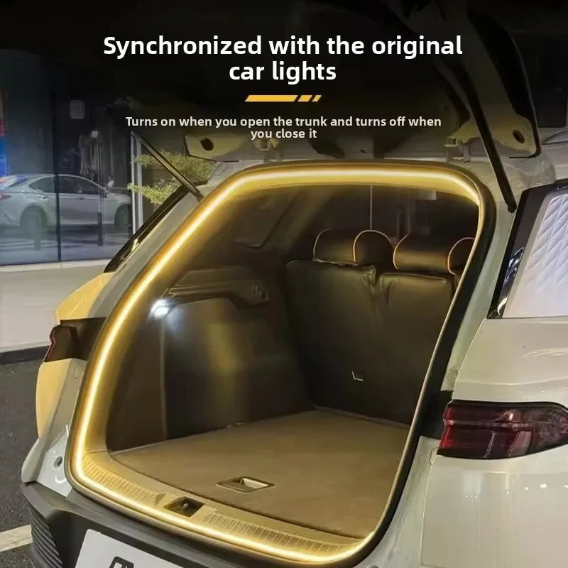 Automatic Sensing Car Trunk LED Light Strip High Brightness Ambient Light Interior Decoration Wiring Free Tailgate 2m/4m