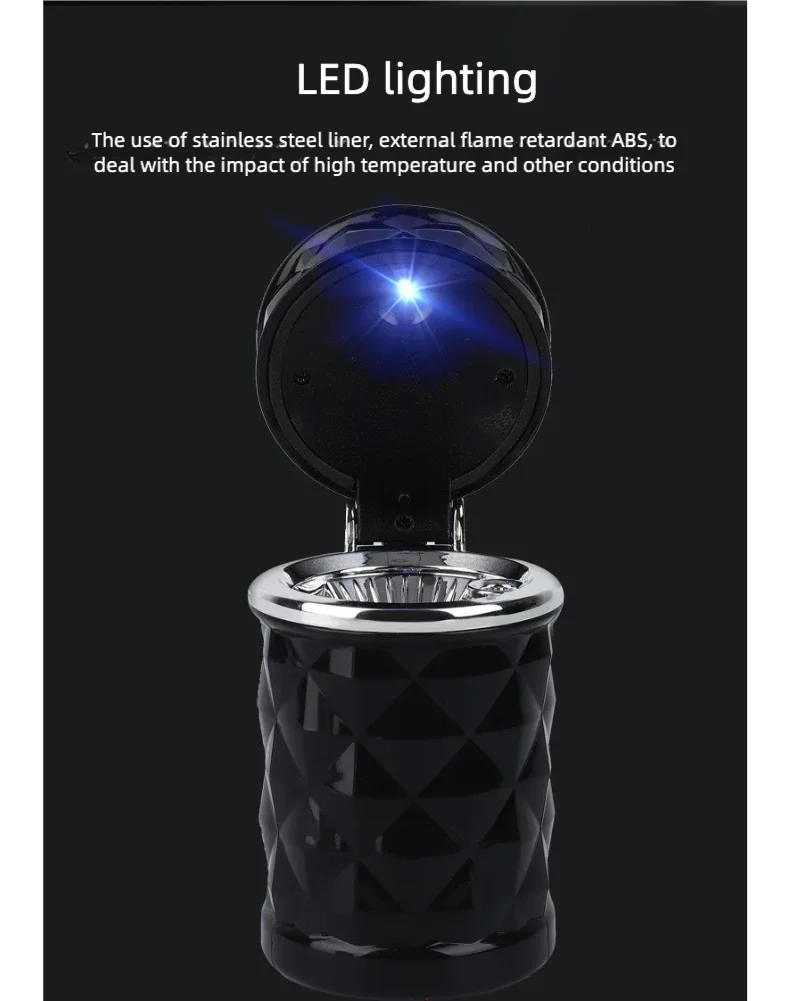 Car Cigarette Ashtray Cup With Lid With LED Light Portable Detachable Vehicle Ashtray Holder Cigarette Ashtray Auto Accessories