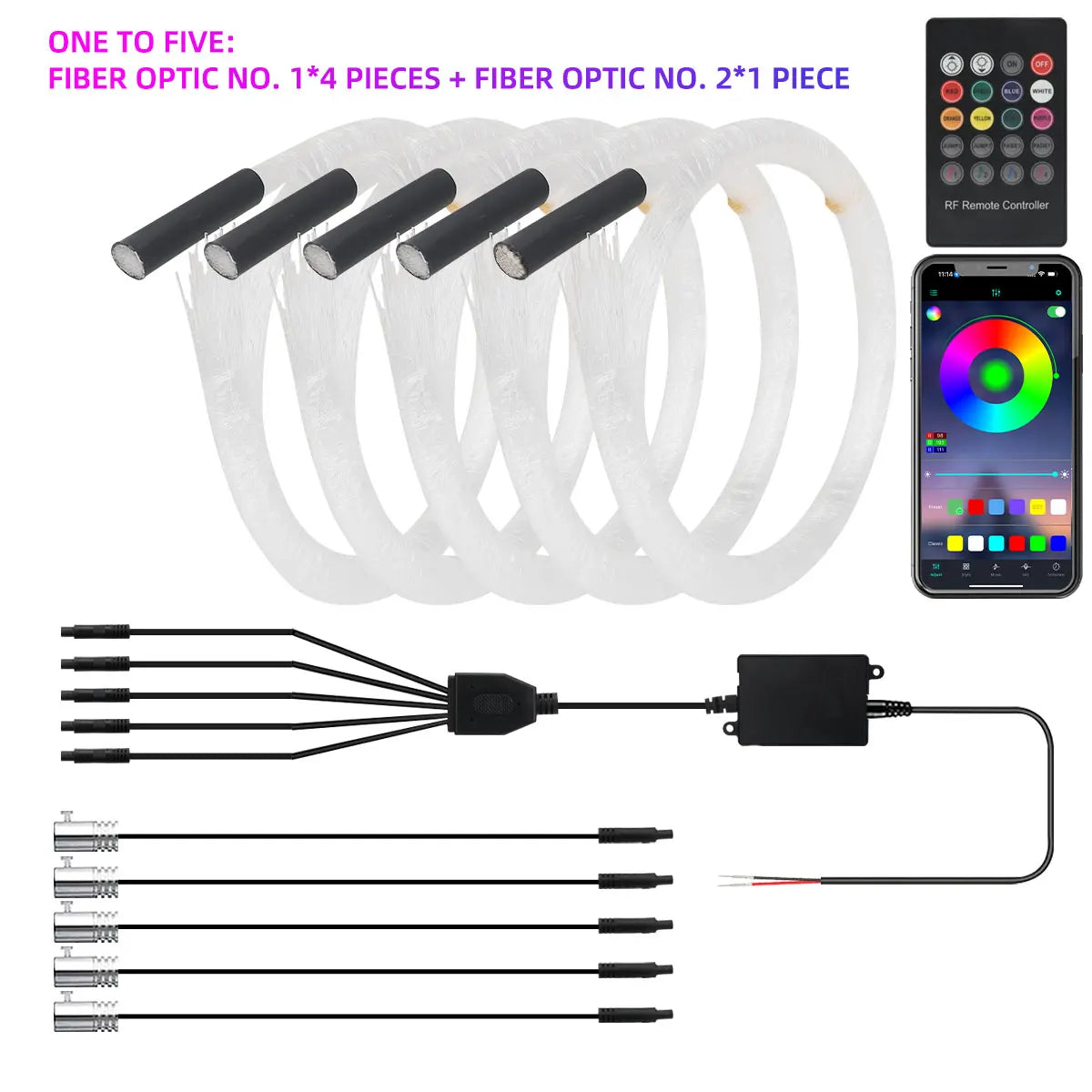 Car Roof Star Light RGB Interior ambient light APP Remote Control Fiber Optic Star Ceiling Light Starry Sky ceiling for Car Home