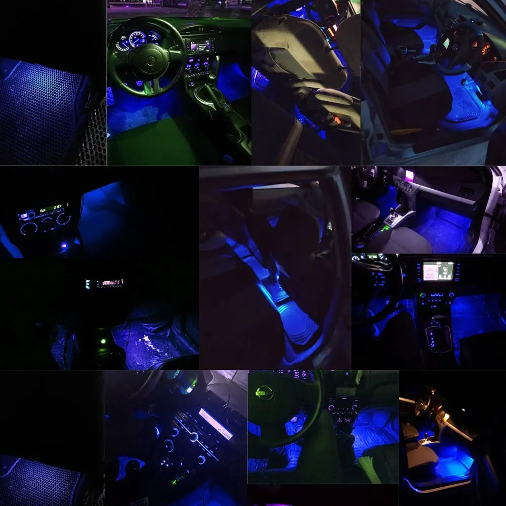 1set 9SMD Car Styling Foot Light Backlight Car Interior Decoration Light Blue with Cigarette Lighter12v Led