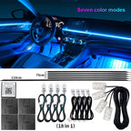 18/22 in 1 Acrylic Led Car Ambient Light RGB 213 64 Color Bluetooth Rainbow Strip Streamer Interior Symphony Atmosphere Lamp 12V