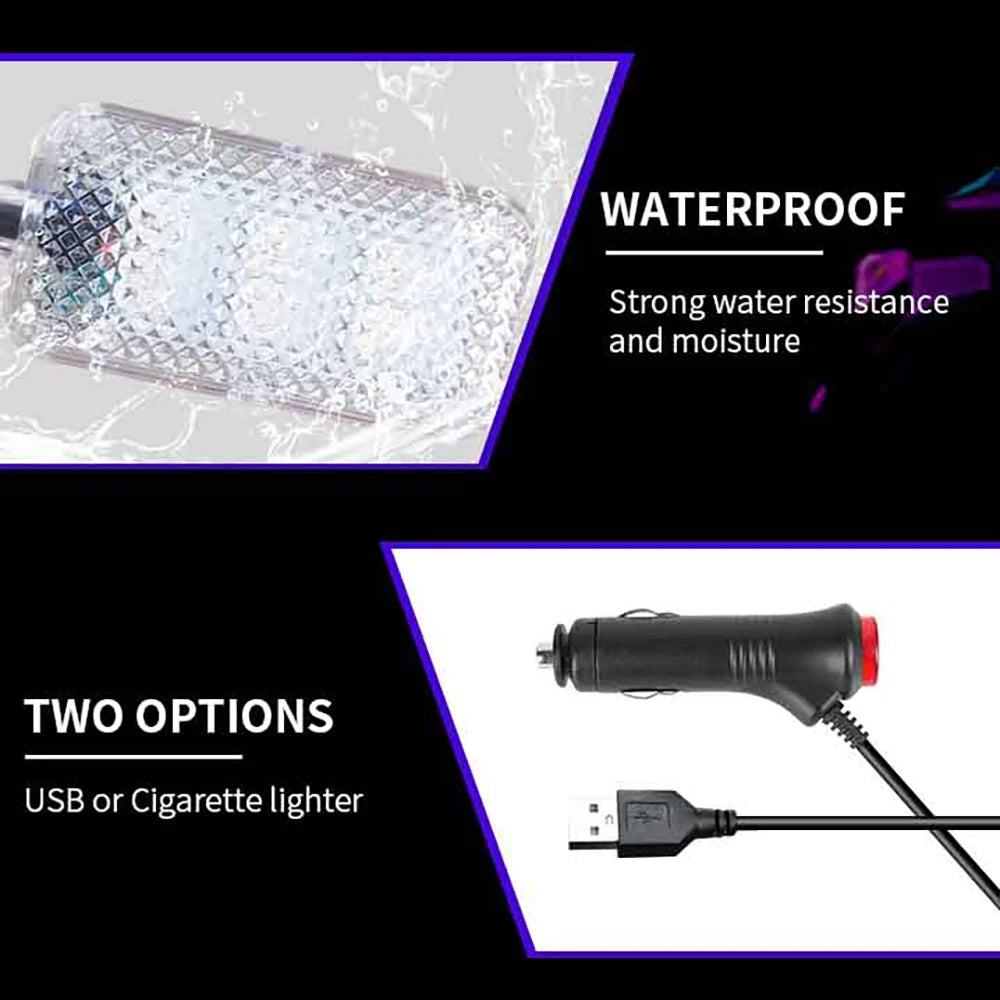 Led Car Foot Ambient Strip Light With USB Cigarette Auto Interior Ambient Decorative Lamps 12V Car Accessories