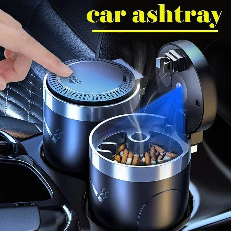 Car Cigarette Ashtray Cup With Lid With LED Light Portable Detachable Vehicle Ashtray Holder Cigarette Ashtray Interior Parts