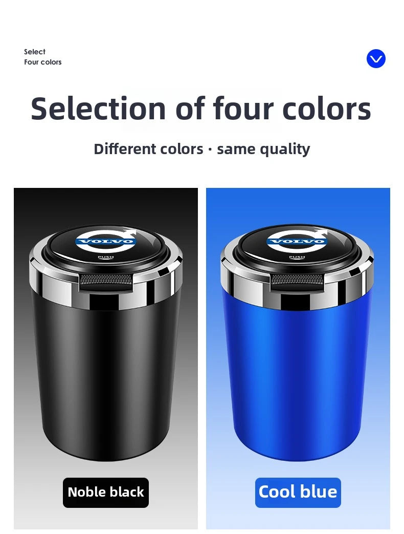 Car Ashtray Cigarette Butt Holder Container Accessories for Volvo XC40 XC60 XC90 S40 60 Portable One-Button Opening Car Ash Tray