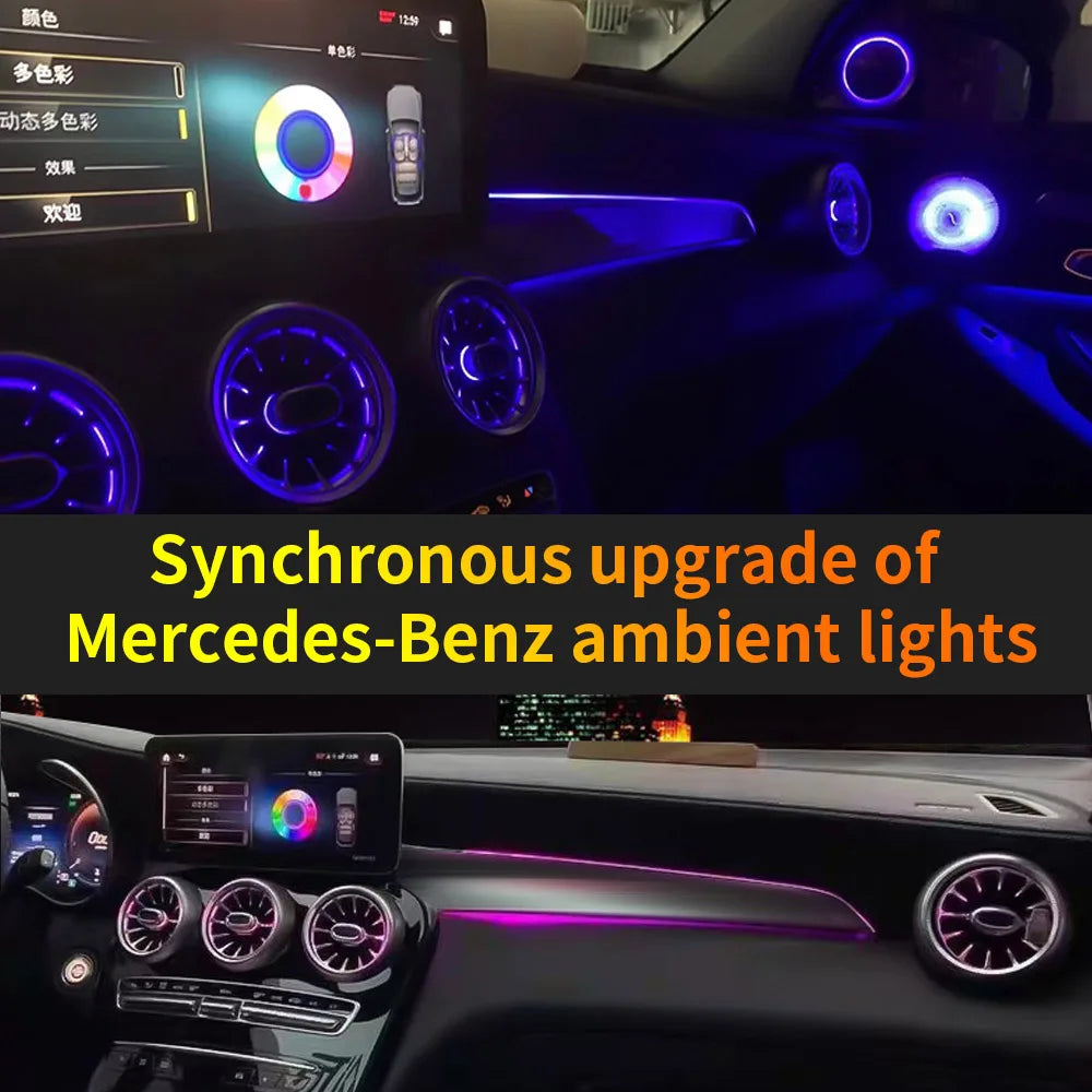 3/64 Color For Mercedes-Benz C/GLC class W205 X253 LHD Co-pilot Led Neon Ambient Light Passenger Atmosphere Lamp Dashboard 15-21