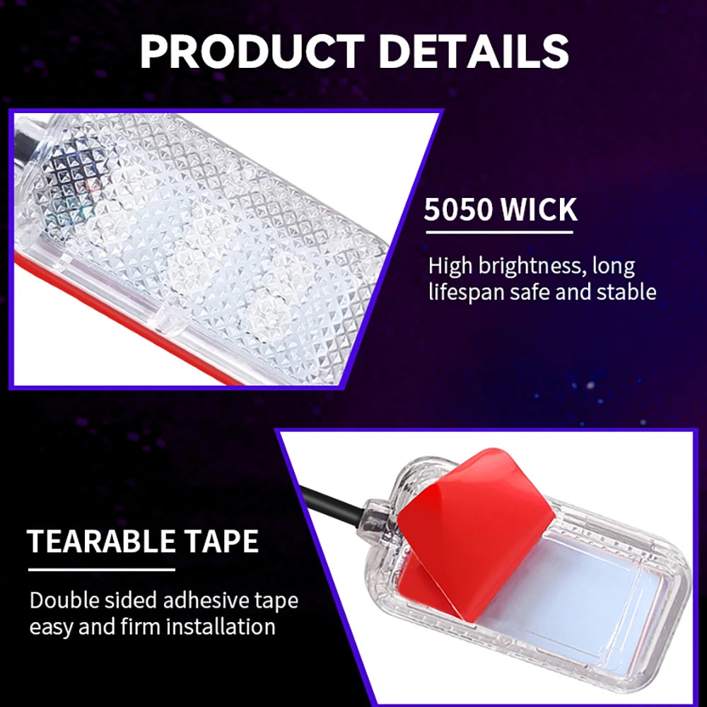 Led Car Foot Ambient Strip Light With USB Cigarette Auto Interior Ambient Decorative Lamps 12V Car Accessories