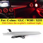 3/64 Color For Mercedes-Benz C/GLC class W205 X253 LHD Co-pilot Led Neon Ambient Light Passenger Atmosphere Lamp Dashboard 15-21