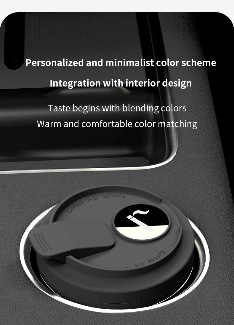 New Car Ashtray Creative Coffee Cup Style Car Ashtray with Lid 7 Color LED Light Metal Lining & ABS Shell Garbage Storage Cup