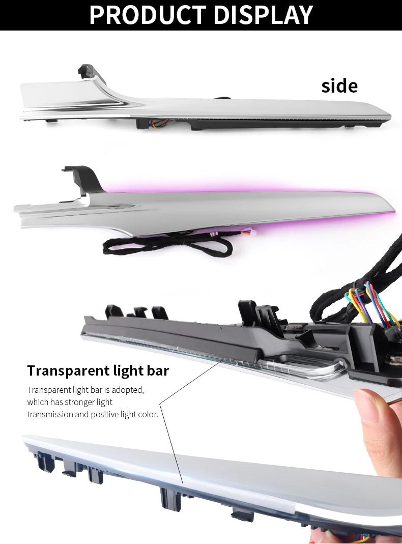 3/64 Color For Mercedes-Benz C/GLC class W205 X253 LHD Co-pilot Led Neon Ambient Light Passenger Atmosphere Lamp Dashboard 15-21