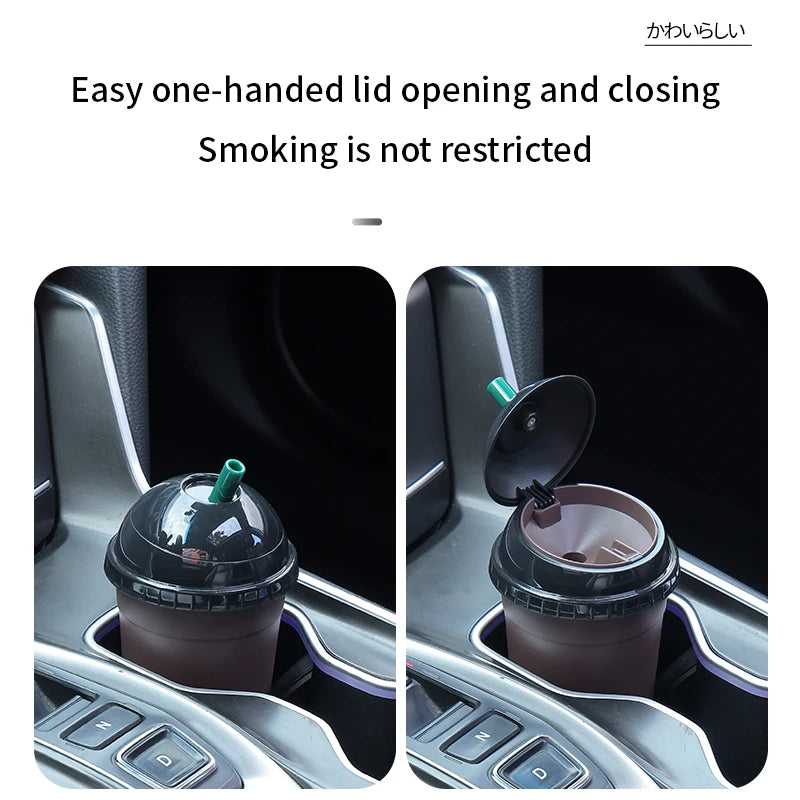 Coffee Cup Shaped On-Board Ashtrays Car Ashtray With Lid Portable Inner Liner High Flame Retardant For Cigars And Cigarettes