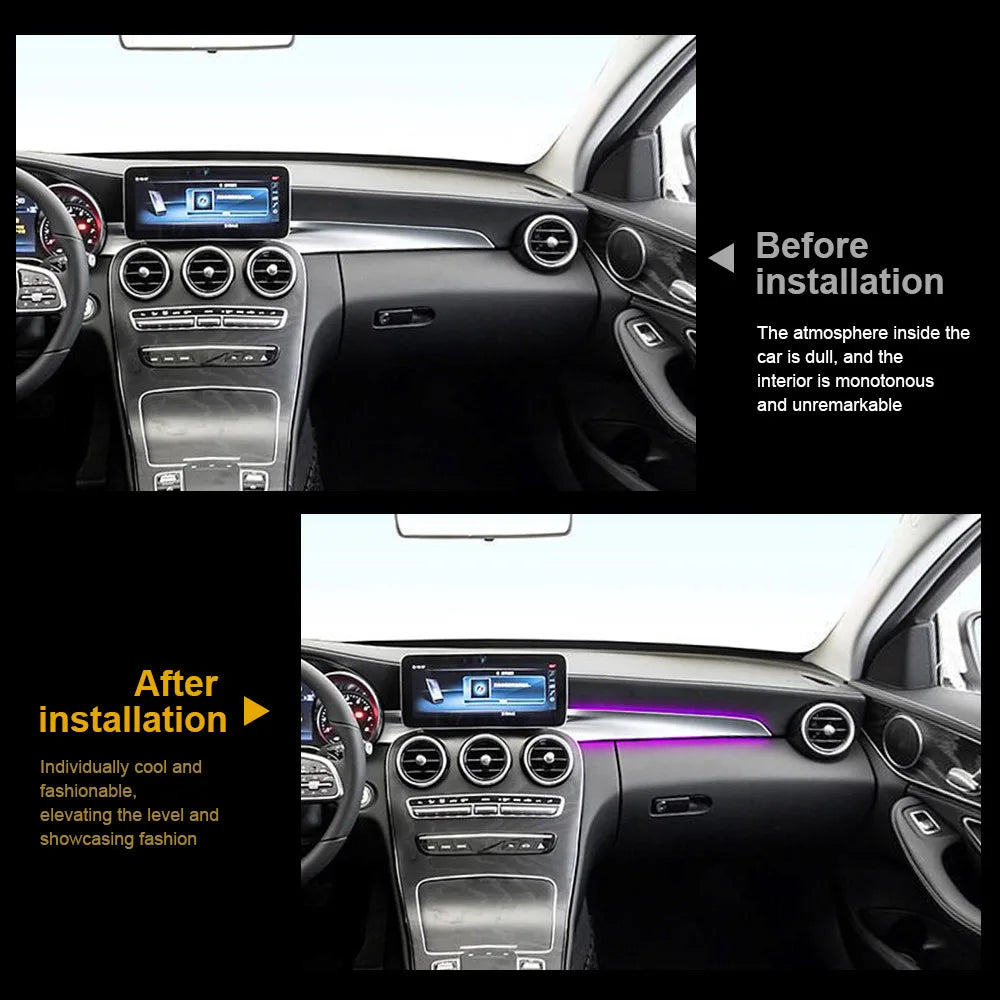 3/64 Color For Mercedes-Benz C/GLC class W205 X253 LHD Co-pilot Led Neon Ambient Light Passenger Atmosphere Lamp Dashboard 15-21