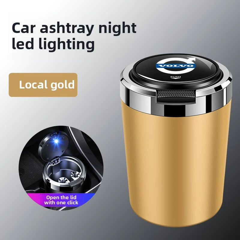Car Ashtray Cigarette Butt Holder Container Accessories for Volvo XC40 XC60 XC90 S40 60 Portable One-Button Opening Car Ash Tray