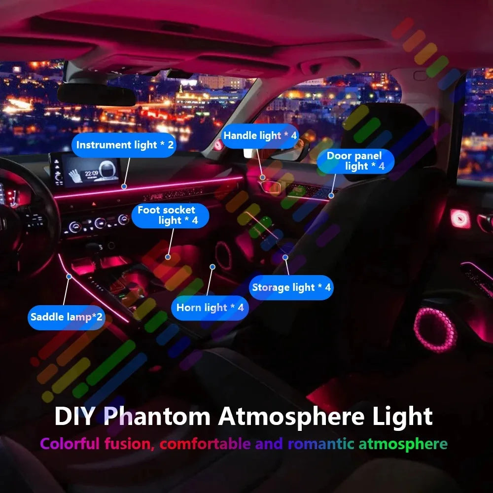 20 in1 New 2026 Smart Car Interior LED Ambient Lighting Welcome Mode Hidden Design Premium In Car Atmosphere Enhancement 64color