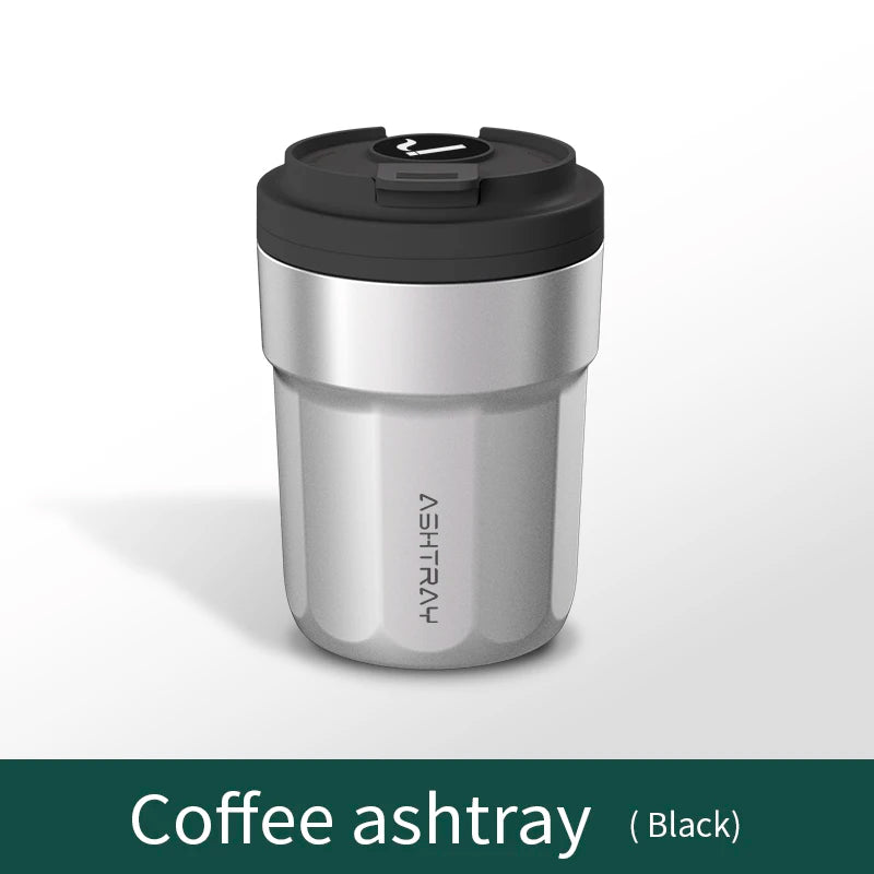 Car Ashtray Metal Lining & ABS Shell 7 Color LED Light One Click Opening Push Type Splash Proof Coffee Cup Style Car Ashtray