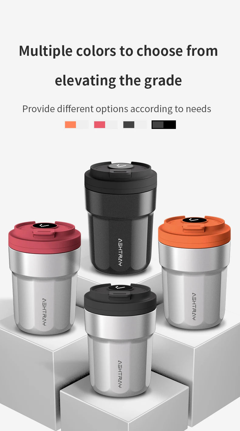 New Car Ashtray Creative Coffee Cup Style Car Ashtray with Lid 7 Color LED Light Metal Lining & ABS Shell Garbage Storage Cup