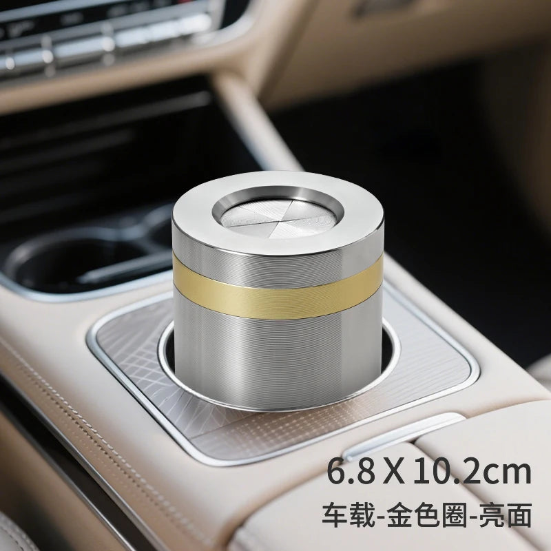 2025 new stainless steel car ashtray seal rotating car anti-ash flying cylinder large metal creative car