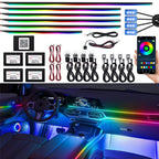 18 in 1 Dual Zone Symphony 64 Colors Streamer Car Ambient Light RGB Interior Rainbow Acrylic Strip Atmosphere Lighting kit App