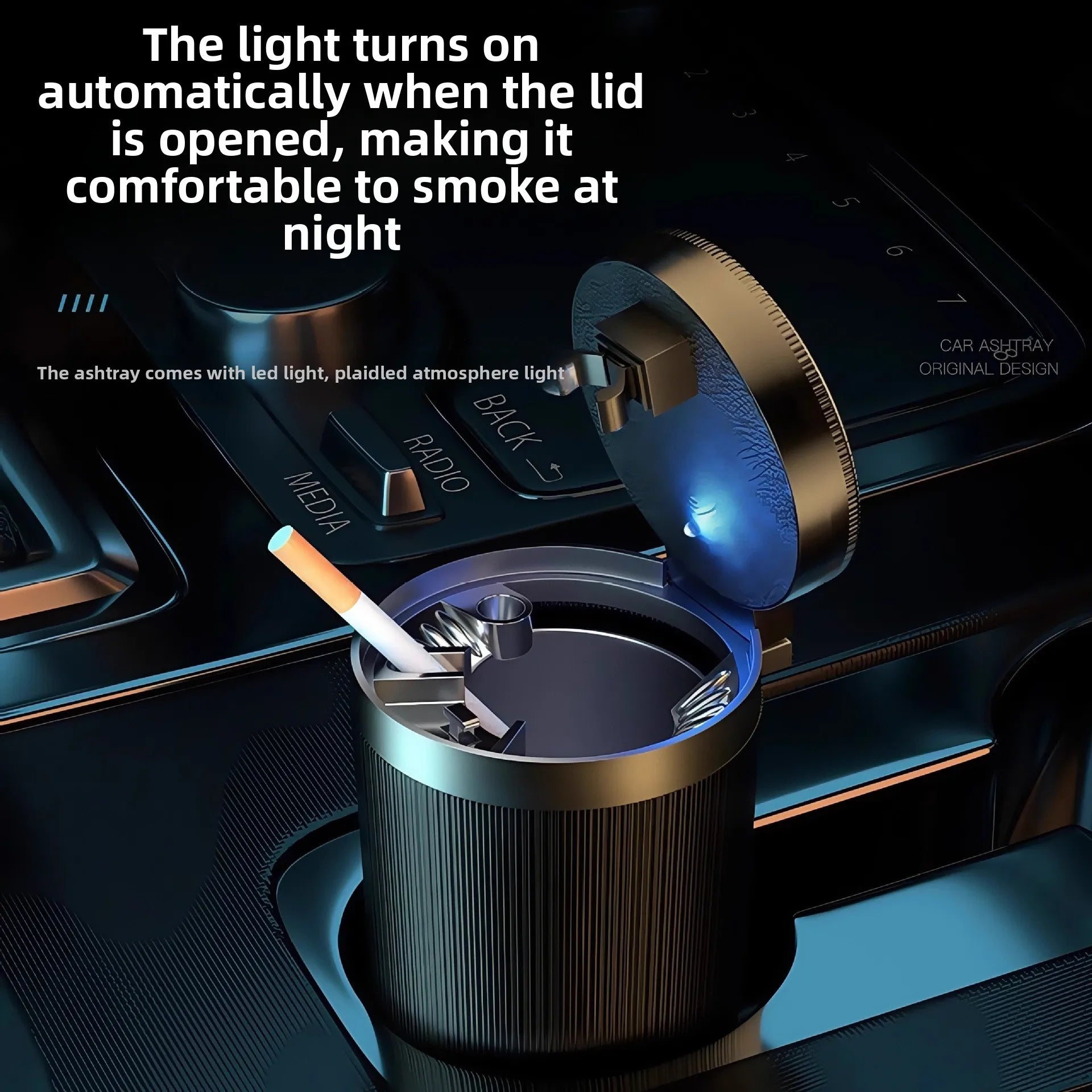 Universal Car LED Ashtray Garbage Coin Storage Cup Container Cigar Ashtray Holder Auto Interior Accessories Auto LED Ashtray Kit