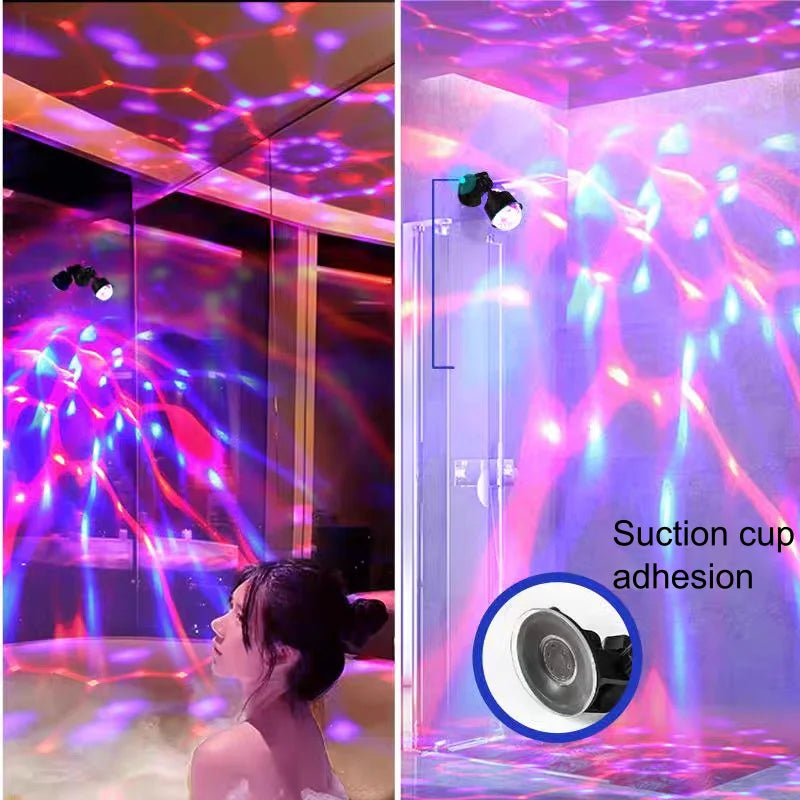 USB Car LED Atmosphere Lamp Stage Disco Light RGB Night Light with Auto Rotation for Car Christmas Decoration Projector Light