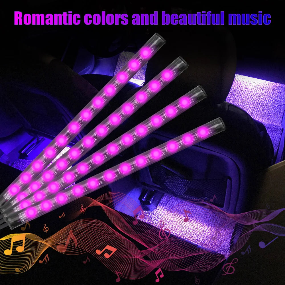 LEEPEE 24/36/48 LED Atmosphere Lamp LED Strips Car Decorative Lights Foot Ambient RGB Lamp Smart Automotive Accessories Interior
