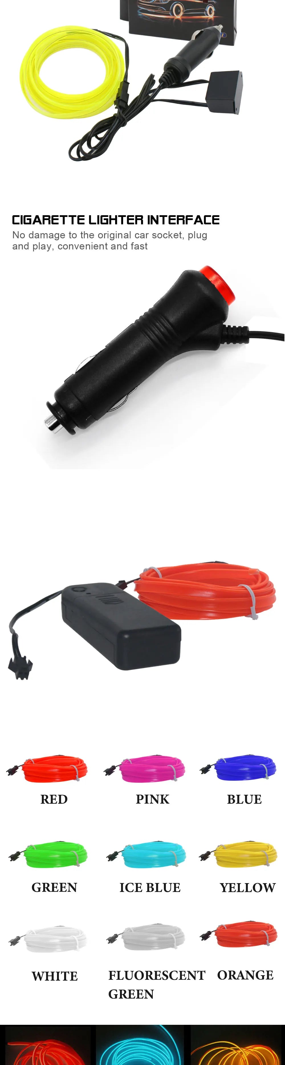 1/2/3/5m led Interior ambient lighting Cold light Car Interior Decorative light strip Car Atmosphere light Interior accessories