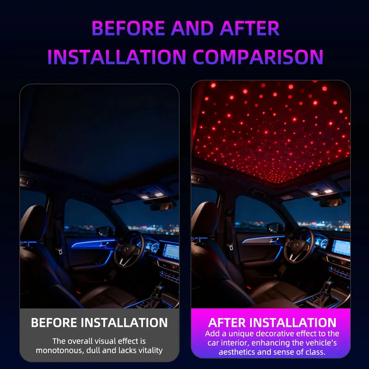 Car Roof Star Light RGB Interior ambient light APP Remote Control Fiber Optic Star Ceiling Light Starry Sky ceiling for Car Home