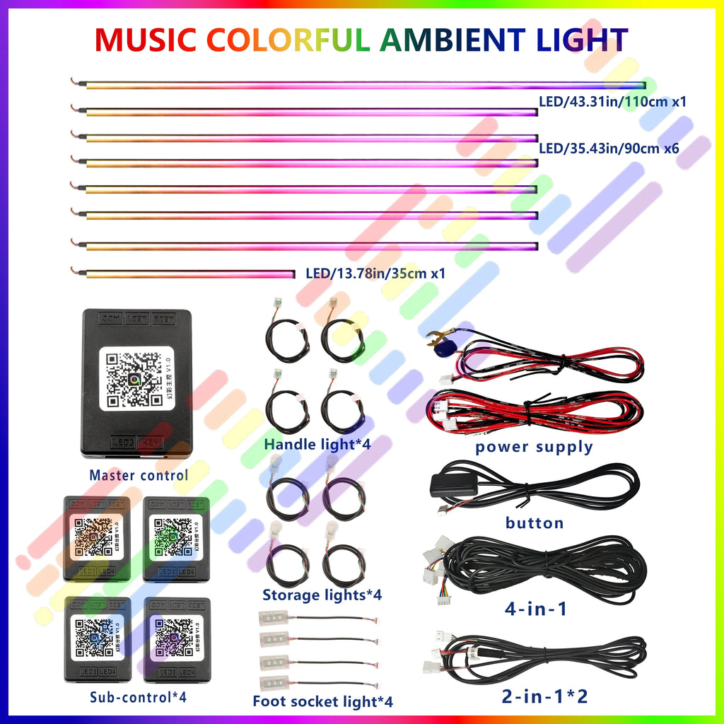 20 in1 New 2026 Smart Car Interior LED Ambient Lighting Welcome Mode Hidden Design Premium In Car Atmosphere Enhancement 64color