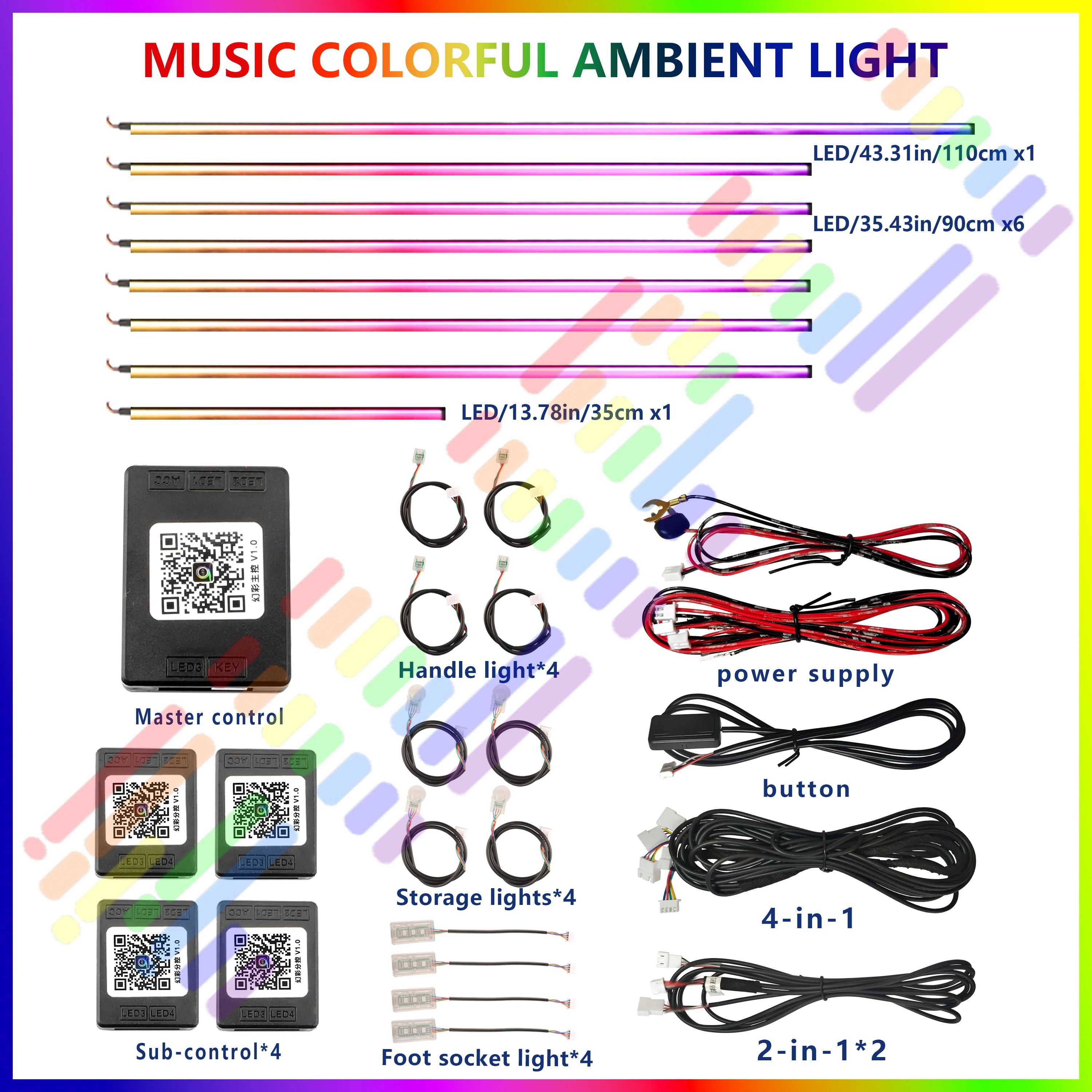 20 in1 New 2026 Smart Car Interior LED Ambient Lighting Welcome Mode Hidden Design Premium In Car Atmosphere Enhancement 64color