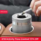 2025 new stainless steel car ashtray seal rotating car anti-ash flying cylinder large metal creative car