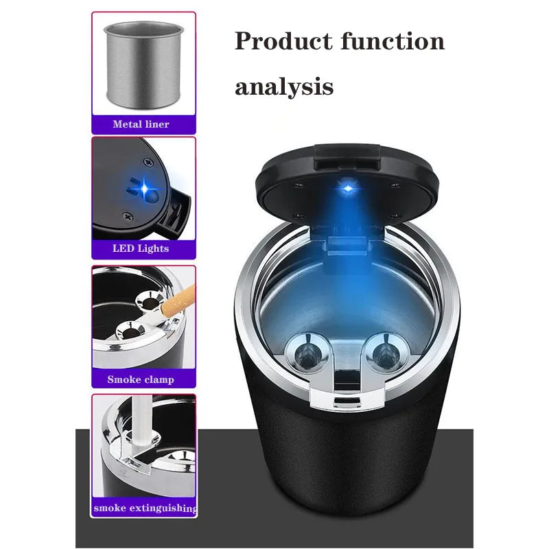 Car cigarette ashtray with cover with LED night light for KIA Sportage Forte Rio Ceed Picanto K5 K9 Sorento Carnival Stinger Nir