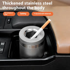 2025 new stainless steel car ashtray seal rotating car anti-ash flying cylinder large metal creative car