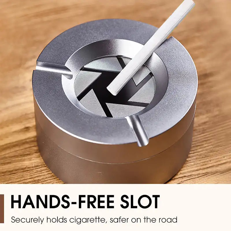 360° Stainless Steel Twist-Lock Ashtray, Windproof Odor-Proof & With Cigarette Holder for Car & Home, Smokeless Cigar Ashtray